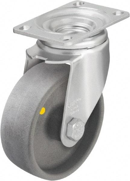 Blickle - 4" Diam x 1-7/16" Wide x 5-1/8" OAH Top Plate Mount Swivel Caster - Impact-Resistant Nylon, 400 Lb Capacity, Ball Bearing, 3-5/8 x 2-1/2" Plate - Industrial Tool & Supply
