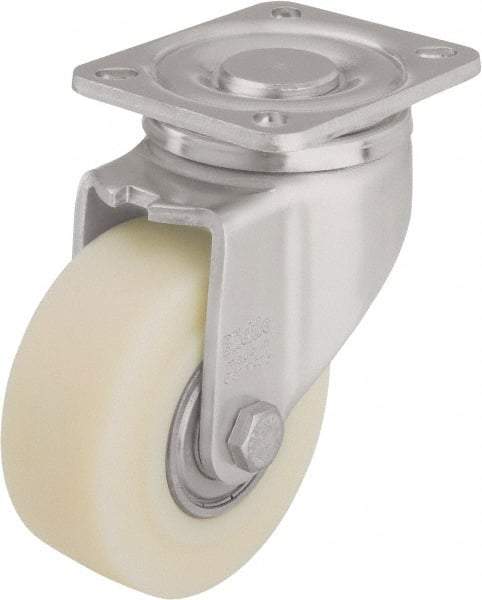 Blickle - 4" Diam x 1-37/64" Wide x 5-33/64" OAH Top Plate Mount Swivel Caster - Impact-Resistant Cast Nylon, 1,540 Lb Capacity, Ball Bearing, 3-15/16 x 3-3/8" Plate - Industrial Tool & Supply