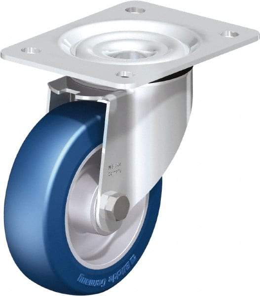 Blickle - 5" Diam x 1-37/64" Wide x 6-7/64" OAH Top Plate Mount Swivel Caster - Polyurethane-Elastomer Blickle Besthane, 770 Lb Capacity, Ball Bearing, 5-1/2 x 4-3/8" Plate - Industrial Tool & Supply