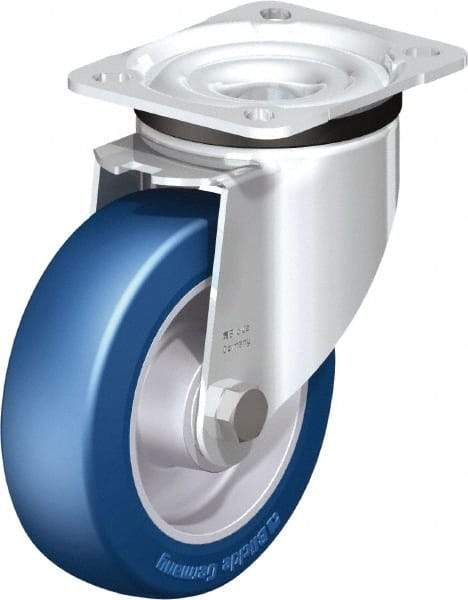 Blickle - 5" Diam x 1-37/64" Wide x 6-7/64" OAH Top Plate Mount Swivel Caster - Polyurethane-Elastomer Blickle Besthane, 770 Lb Capacity, Ball Bearing, 3-15/16 x 3-3/8" Plate - Industrial Tool & Supply