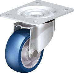 Blickle - 4" Diam x 1-37/64" Wide x 5-7/64" OAH Top Plate Mount Swivel Caster - Polyurethane-Elastomer Blickle Besthane, 660 Lb Capacity, Ball Bearing, 5-1/2 x 4-3/8" Plate - Industrial Tool & Supply