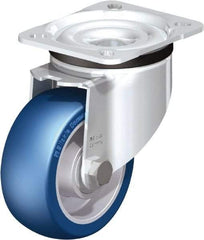 Blickle - 4" Diam x 1-37/64" Wide x 5-7/64" OAH Top Plate Mount Swivel Caster - Polyurethane-Elastomer Blickle Besthane, 660 Lb Capacity, Ball Bearing, 3-15/16 x 3-3/8" Plate - Industrial Tool & Supply