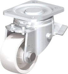 Blickle - 3" Diam x 1-29/64" Wide x 4-23/32" OAH Top Plate Mount Swivel Caster with Brake - Impact-Resistant Nylon, 770 Lb Capacity, Plain Bore Bearing, 3-15/16 x 3-3/8" Plate - Industrial Tool & Supply