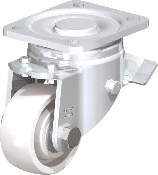 Blickle - 3" Diam x 1-1/4" Wide x 4-41/64" OAH Top Plate Mount Swivel Caster with Brake - Impact-Resistant Nylon, 660 Lb Capacity, Ball Bearing, 3-15/16 x 3-3/8" Plate - Industrial Tool & Supply