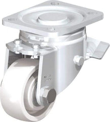 Blickle - 3" Diam x 1-1/4" Wide x 4-41/64" OAH Top Plate Mount Swivel Caster with Brake - Impact-Resistant Nylon, 660 Lb Capacity, Ball Bearing, 3-15/16 x 3-3/8" Plate - Industrial Tool & Supply