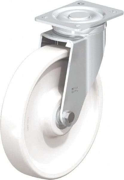 Blickle - 10" Diam x 1-31/32" Wide x 11-39/64" OAH Top Plate Mount Swivel Caster - Impact-Resistant Nylon, 1,980 Lb Capacity, Ball Bearing, 5-1/2 x 4-3/8" Plate - Industrial Tool & Supply