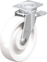 Blickle - 10" Diam x 2-9/16" Wide x 11-39/64" OAH Top Plate Mount Swivel Caster with Brake - Impact-Resistant Nylon, 1,980 Lb Capacity, Ball Bearing, 5-1/2 x 4-3/8" Plate - Industrial Tool & Supply