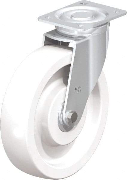 Blickle - 10" Diam x 2-9/16" Wide x 11-39/64" OAH Top Plate Mount Swivel Caster - Impact-Resistant Nylon, 1,980 Lb Capacity, Ball Bearing, 5-1/2 x 4-3/8" Plate - Industrial Tool & Supply