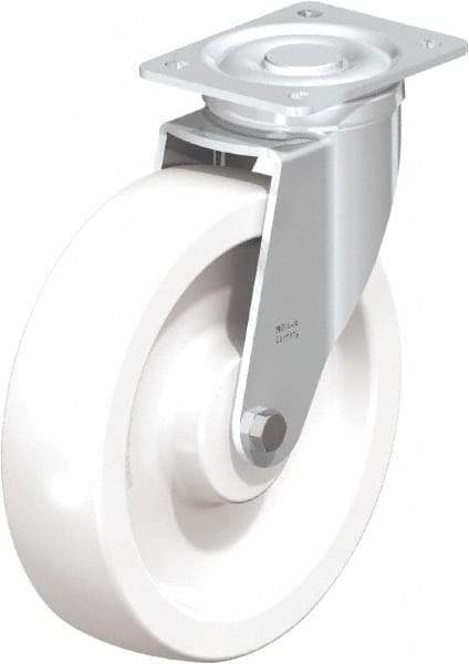 Blickle - 10" Diam x 2-9/16" Wide x 11-39/64" OAH Top Plate Mount Swivel Caster - Impact-Resistant Nylon, 1,980 Lb Capacity, Plain Bore Bearing, 5-1/2 x 4-3/8" Plate - Industrial Tool & Supply