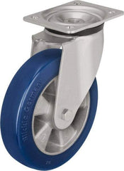 Blickle - 5" Diam x 2-1/8" Wide x 6-11/16" OAH Top Plate Mount Swivel Caster - Polyurethane-Elastomer Blickle Besthane, 990 Lb Capacity, Ball Bearing, 5-1/2 x 4-3/8" Plate - Industrial Tool & Supply