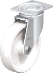 Blickle - 8" Diam x 1-31/32" Wide x 9-41/64" OAH Top Plate Mount Swivel Caster - Impact-Resistant Nylon, 1,980 Lb Capacity, Plain Bore Bearing, 5-1/2 x 4-3/8" Plate - Industrial Tool & Supply