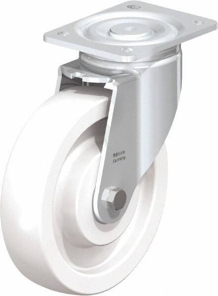 Blickle - 8" Diam x 1-31/32" Wide x 9-41/64" OAH Top Plate Mount Swivel Caster - Impact-Resistant Nylon, 1,980 Lb Capacity, Ball Bearing, 5-1/2 x 4-3/8" Plate - Industrial Tool & Supply