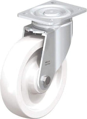 Blickle - 8" Diam x 1-31/32" Wide x 9-41/64" OAH Top Plate Mount Swivel Caster - Impact-Resistant Nylon, 1,980 Lb Capacity, Plain Bore Bearing, 5-1/2 x 4-3/8" Plate - Industrial Tool & Supply