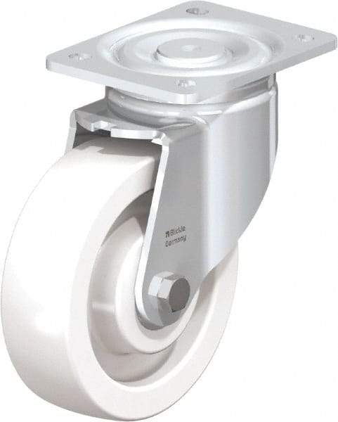Blickle - 6-1/2" Diam x 1-31/32" Wide x 7-3/4" OAH Top Plate Mount Swivel Caster - Impact-Resistant Nylon, 1,870 Lb Capacity, Ball Bearing, 5-1/2 x 4-3/8" Plate - Industrial Tool & Supply