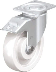 Blickle - 6-1/2" Diam x 1-31/32" Wide x 7-3/4" OAH Top Plate Mount Swivel Caster - Impact-Resistant Nylon, 1,870 Lb Capacity, Plain Bore Bearing, 5-1/2 x 4-3/8" Plate - Industrial Tool & Supply