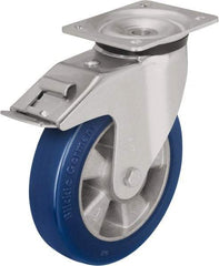 Blickle - 6-1/2" Diam x 1-31/32" Wide x 7-61/64" OAH Top Plate Mount Swivel Caster with Brake - Polyurethane-Elastomer Blickle Besthane, 1,210 Lb Capacity, Ball Bearing, 5-1/2 x 4-3/8" Plate - Industrial Tool & Supply