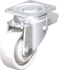 Blickle - 4" Diam x 1-29/64" Wide x 5-33/64" OAH Top Plate Mount Swivel Caster with Brake - Impact-Resistant Nylon, 1,100 Lb Capacity, Ball Bearing, 3-15/16 x 3-3/8" Plate - Industrial Tool & Supply