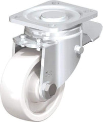 Blickle - 4" Diam x 1-29/64" Wide x 5-33/64" OAH Top Plate Mount Swivel Caster with Brake - Impact-Resistant Nylon, 1,100 Lb Capacity, Plain Bore Bearing, 3-15/16 x 3-3/8" Plate - Industrial Tool & Supply