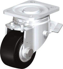 Blickle - 3" Diam x 1-49/64" Wide x 4-23/32" OAH Top Plate Mount Swivel Caster with Brake - Solid Rubber, 440 Lb Capacity, Ball Bearing, 3-15/16 x 3-3/8" Plate - Industrial Tool & Supply