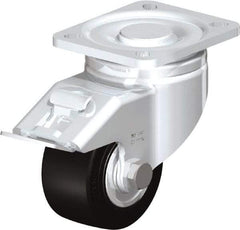 Blickle - 3" Diam x 1-49/64" Wide x 4-23/32" OAH Top Plate Mount Swivel Caster with Brake - Solid Rubber, 440 Lb Capacity, Ball Bearing, 3-15/16 x 3-3/8" Plate - Industrial Tool & Supply