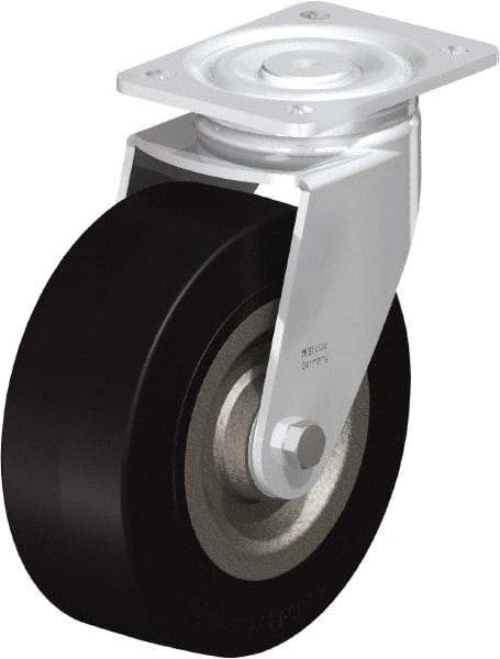 Blickle - 8" Diam x 3-9/64" Wide x 9-41/64" OAH Top Plate Mount Swivel Caster - Solid Rubber, 1,870 Lb Capacity, Ball Bearing, 5-1/2 x 4-3/8" Plate - Industrial Tool & Supply