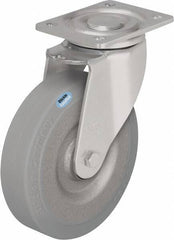 Blickle - 6-1/2" Diam x 1-31/32" Wide x 7-61/64" OAH Top Plate Mount Swivel Caster - Solid Rubber, 990 Lb Capacity, Ball Bearing, 5-1/2 x 4-3/8" Plate - Industrial Tool & Supply