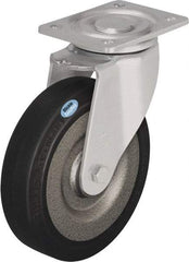 Blickle - 6-1/2" Diam x 1-31/32" Wide x 7-61/64" OAH Top Plate Mount Swivel Caster - Solid Rubber, 990 Lb Capacity, Ball Bearing, 5-1/2 x 4-3/8" Plate - Industrial Tool & Supply