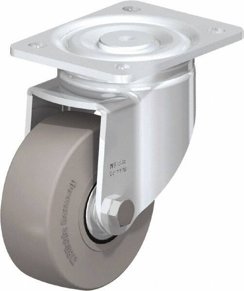 Blickle - 5" Diam x 1-31/32" Wide x 6-11/16" OAH Top Plate Mount Swivel Caster - Solid Rubber, 704 Lb Capacity, Ball Bearing, 5-1/2 x 4-3/8" Plate - Industrial Tool & Supply