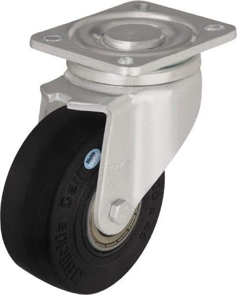 Blickle - 5" Diam x 1-31/32" Wide x 6-11/16" OAH Top Plate Mount Swivel Caster - Solid Rubber, 704 Lb Capacity, Ball Bearing, 5-1/2 x 4-3/8" Plate - Industrial Tool & Supply