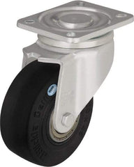 Blickle - 4" Diam x 1-49/64" Wide x 5-33/64" OAH Top Plate Mount Swivel Caster - Solid Rubber, 594 Lb Capacity, Ball Bearing, 3-15/16 x 3-3/8" Plate - Industrial Tool & Supply