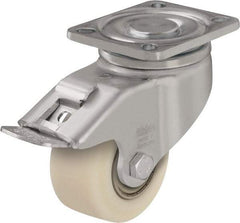 Blickle - 3" Diam x 1-37/64" Wide x 4-23/32" OAH Top Plate Mount Swivel Caster with Brake - Impact-Resistant Cast Nylon, 1,540 Lb Capacity, Ball Bearing, 3-15/16 x 3-3/8" Plate - Industrial Tool & Supply