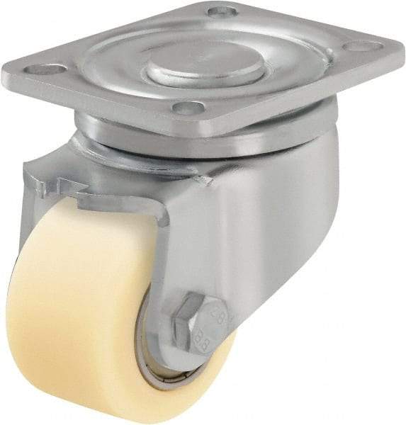 Blickle - 2-1/2" Diam x 1-37/64" Wide x 3-13/16" OAH Top Plate Mount Swivel Caster - Impact-Resistant Cast Nylon, 1,430 Lb Capacity, Ball Bearing, 3-15/16 x 3-3/8" Plate - Industrial Tool & Supply