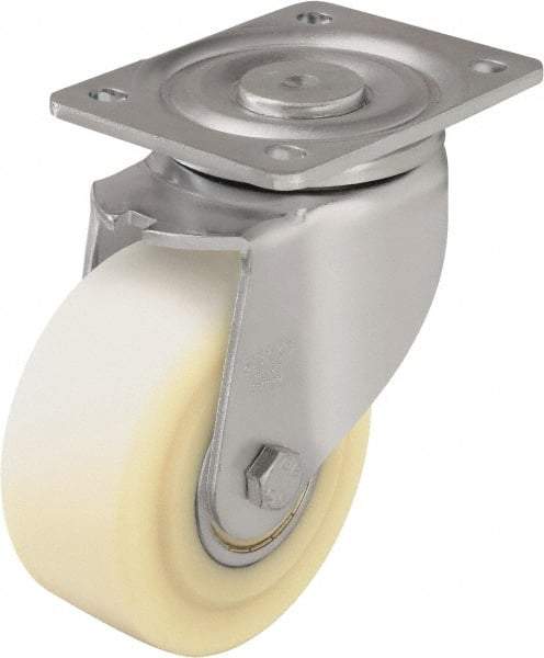 Blickle - 4" Diam x 1-37/64" Wide x 5-33/64" OAH Top Plate Mount Swivel Caster - Impact-Resistant Cast Nylon, 1,540 Lb Capacity, Ball Bearing, 5-1/2 x 4-3/8" Plate - Industrial Tool & Supply