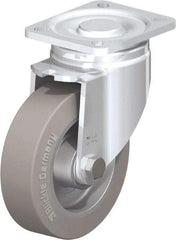 Blickle - 5" Diam x 1-9/16" Wide x 6-1/2" OAH Top Plate Mount Swivel Caster - Solid Rubber, 550 Lb Capacity, Ball Bearing, 3-15/16 x 3-3/8" Plate - Industrial Tool & Supply