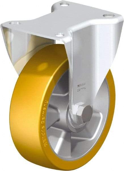 Blickle - 5" Diam x 1-9/16" Wide x 6-7/64" OAH Top Plate Mount Rigid Caster - Polyurethane-Elastomer Blickle Softhane, 770 Lb Capacity, Ball Bearing, 3-15/16 x 3-3/8" Plate - Industrial Tool & Supply
