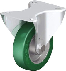 Blickle - 5" Diam x 1-9/16" Wide x 6-7/64" OAH Top Plate Mount Rigid Caster - Polyurethane-Elastomer Blickle Softhane, 770 Lb Capacity, Ball Bearing, 5-1/2 x 4-3/8" Plate - Industrial Tool & Supply