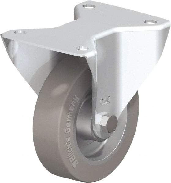 Blickle - 5" Diam x 1-9/16" Wide x 6-3/32" OAH Top Plate Mount Rigid Caster - Solid Rubber, 550 Lb Capacity, Ball Bearing, 5-1/2 x 4-3/8" Plate - Industrial Tool & Supply