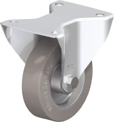 Blickle - 5" Diam x 1-9/16" Wide x 6-3/32" OAH Top Plate Mount Rigid Caster - Solid Rubber, 550 Lb Capacity, Ball Bearing, 5-1/2 x 4-3/8" Plate - Industrial Tool & Supply