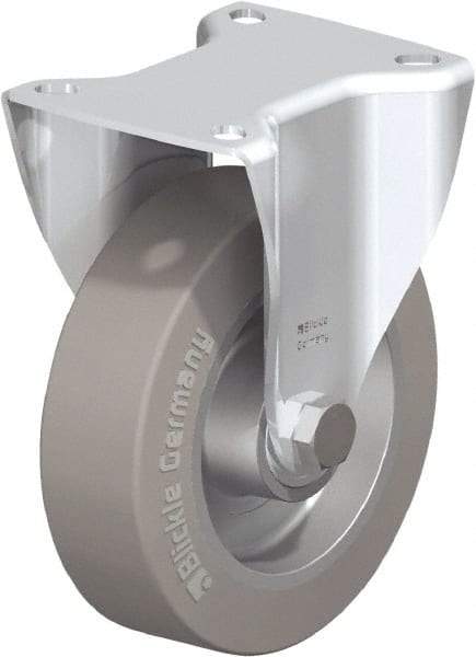 Blickle - 5" Diam x 1-9/16" Wide x 6-3/32" OAH Top Plate Mount Rigid Caster - Solid Rubber, 550 Lb Capacity, Ball Bearing, 3-15/16 x 3-3/8" Plate - Industrial Tool & Supply
