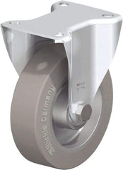 Blickle - 5" Diam x 1-9/16" Wide x 6-3/32" OAH Top Plate Mount Rigid Caster - Solid Rubber, 550 Lb Capacity, Ball Bearing, 3-15/16 x 3-3/8" Plate - Industrial Tool & Supply