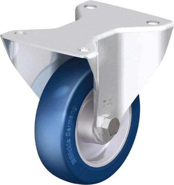 Blickle - 5" Diam x 1-9/16" Wide x 6-7/64" OAH Top Plate Mount Rigid Caster - Polyurethane-Elastomer Blickle Softhane, 770 Lb Capacity, Ball Bearing, 5-1/2 x 4-3/8" Plate - Industrial Tool & Supply