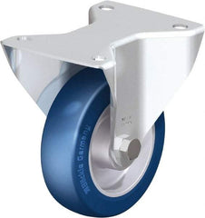 Blickle - 5" Diam x 1-9/16" Wide x 6-7/64" OAH Top Plate Mount Rigid Caster - Polyurethane-Elastomer Blickle Softhane, 770 Lb Capacity, Ball Bearing, 5-1/2 x 4-3/8" Plate - Industrial Tool & Supply