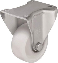 Blickle - 4" Diam x 1-29/64" Wide x 5-1/2" OAH Top Plate Mount Rigid Caster - Impact-Resistant Nylon, 1,100 Lb Capacity, Ball Bearing, 5-1/2 x 4-3/8" Plate - Industrial Tool & Supply