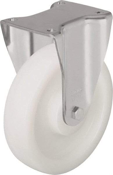 Blickle - 5" Diam x 1-9/16" Wide x 6-1/2" OAH Top Plate Mount Rigid Caster - Impact-Resistant Nylon, 1,540 Lb Capacity, Plain Bore Bearing, 5-1/2 x 4-3/8" Plate - Industrial Tool & Supply