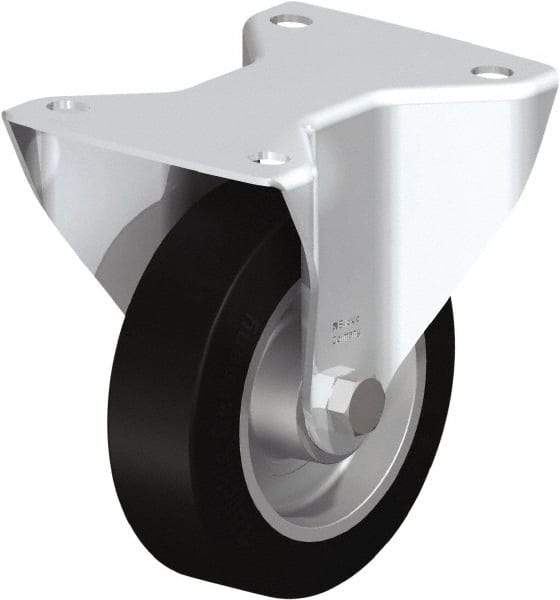 Blickle - 5" Diam x 1-9/16" Wide x 6-3/32" OAH Top Plate Mount Rigid Caster - Solid Rubber, 550 Lb Capacity, Ball Bearing, 5-1/2 x 4-3/8" Plate - Industrial Tool & Supply
