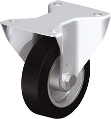 Blickle - 5" Diam x 1-9/16" Wide x 6-3/32" OAH Top Plate Mount Rigid Caster - Solid Rubber, 550 Lb Capacity, Ball Bearing, 5-1/2 x 4-3/8" Plate - Industrial Tool & Supply