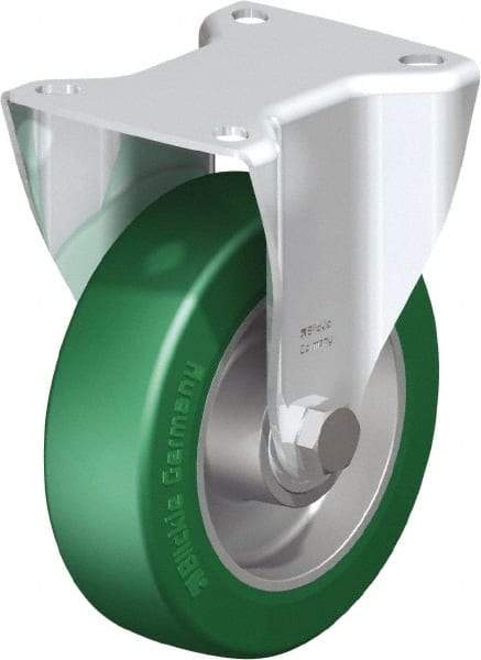 Blickle - 5" Diam x 1-9/16" Wide x 6-7/64" OAH Top Plate Mount Rigid Caster - Polyurethane-Elastomer Blickle Softhane, 770 Lb Capacity, Ball Bearing, 3-15/16 x 3-3/8" Plate - Industrial Tool & Supply
