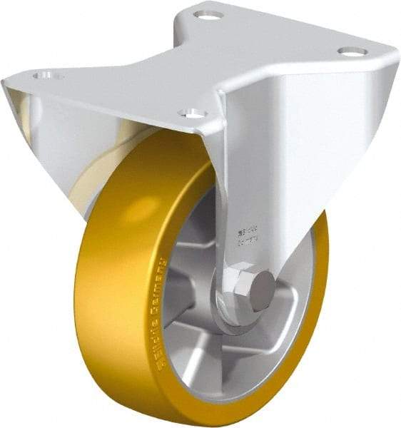 Blickle - 5" Diam x 1-9/16" Wide x 6-7/64" OAH Top Plate Mount Rigid Caster - Polyurethane-Elastomer Blickle Softhane, 770 Lb Capacity, Ball Bearing, 5-1/2 x 4-3/8" Plate - Industrial Tool & Supply