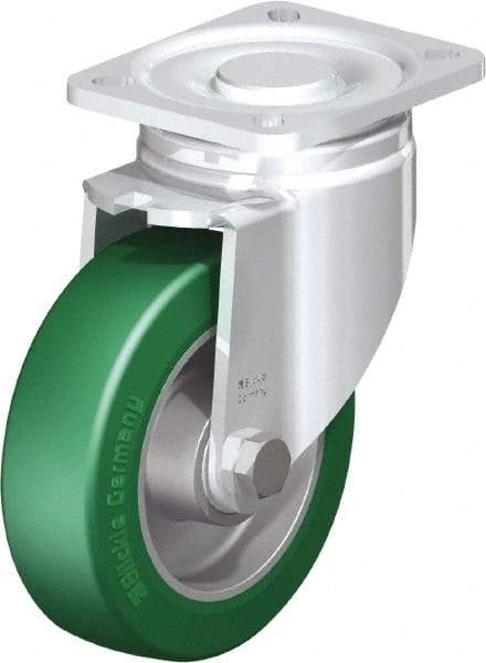 Blickle - 5" Diam x 1-9/16" Wide x 6-1/2" OAH Top Plate Mount Swivel Caster - Polyurethane-Elastomer Blickle Softhane, 770 Lb Capacity, Ball Bearing, 3-15/16 x 3-3/8" Plate - Industrial Tool & Supply