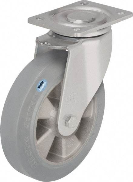 Blickle - 5" Diam x 2" Wide x 6-11/16" OAH Top Plate Mount Swivel Caster - Solid Rubber, 594 Lb Capacity, Ball Bearing, 5-1/2 x 4-3/8" Plate - Industrial Tool & Supply